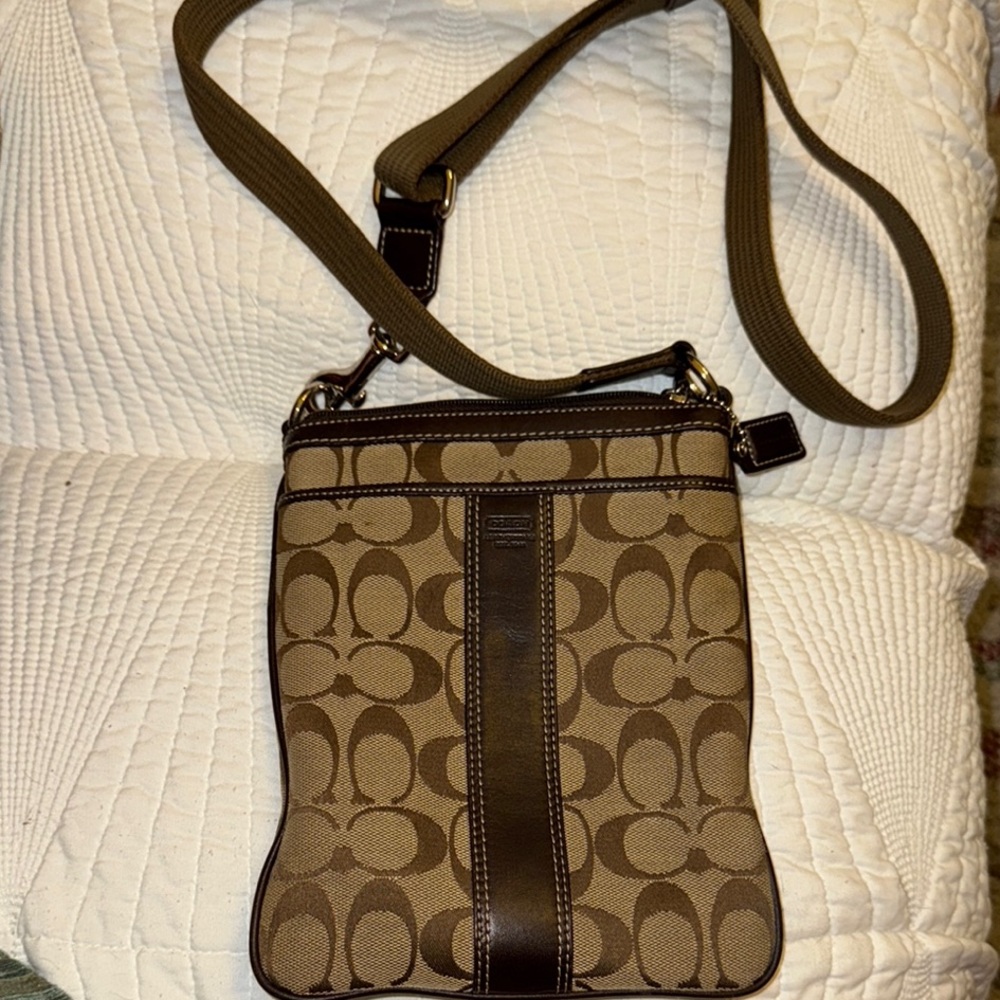 Coach Brown Messenger Bag with Signature Monogram - Picture 6 of 8